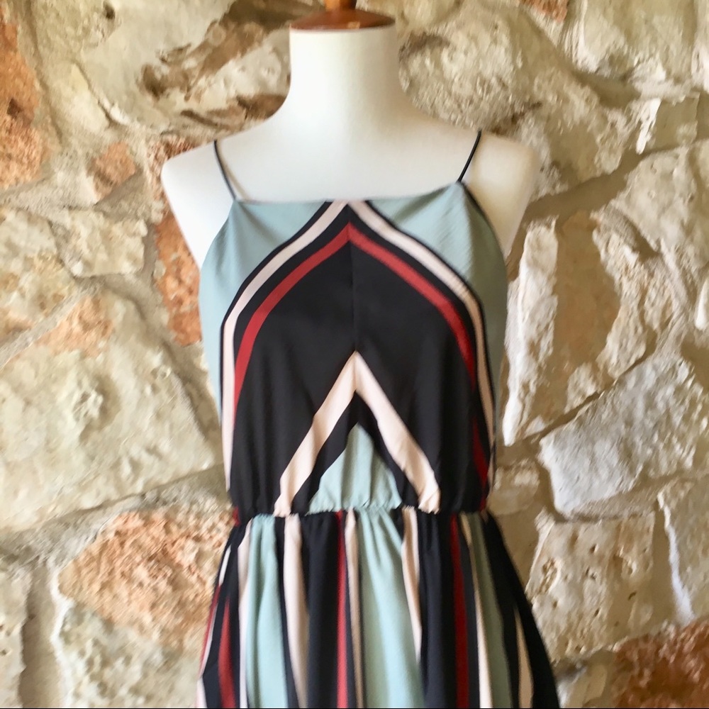 New! Modern, striped summer midi dress in blue - Picture 7 of 8